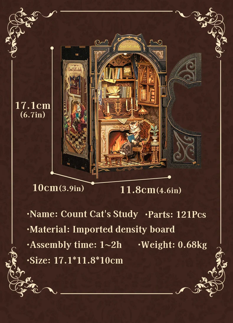 DIY Book Nook Kit|Count Cat's Study