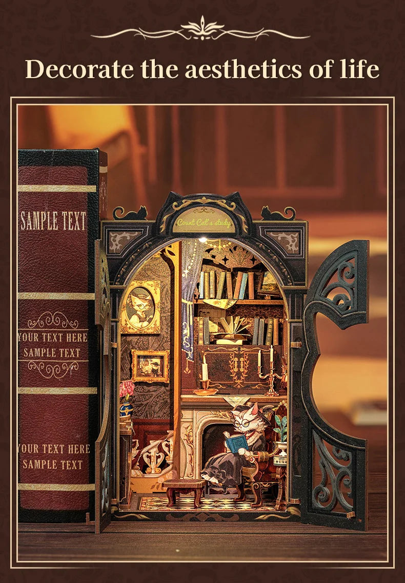 DIY Book Nook Kit|Count Cat's Study