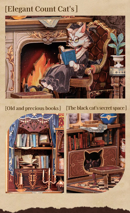 DIY Book Nook Kit|Count Cat's Study